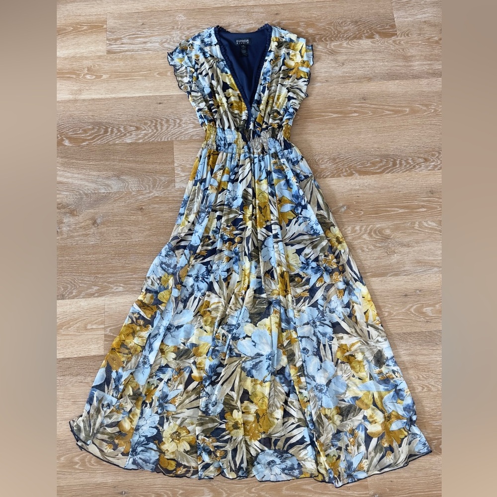 Enfocus Studio Floral Dress with Blue Accents size 4